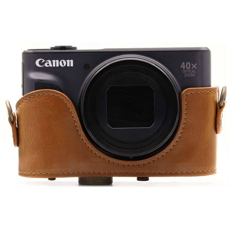 MegaGear Ever Ready Leather Camera Case for Canon PowerShot SX730 HS/SX740 HS (Light Brown)