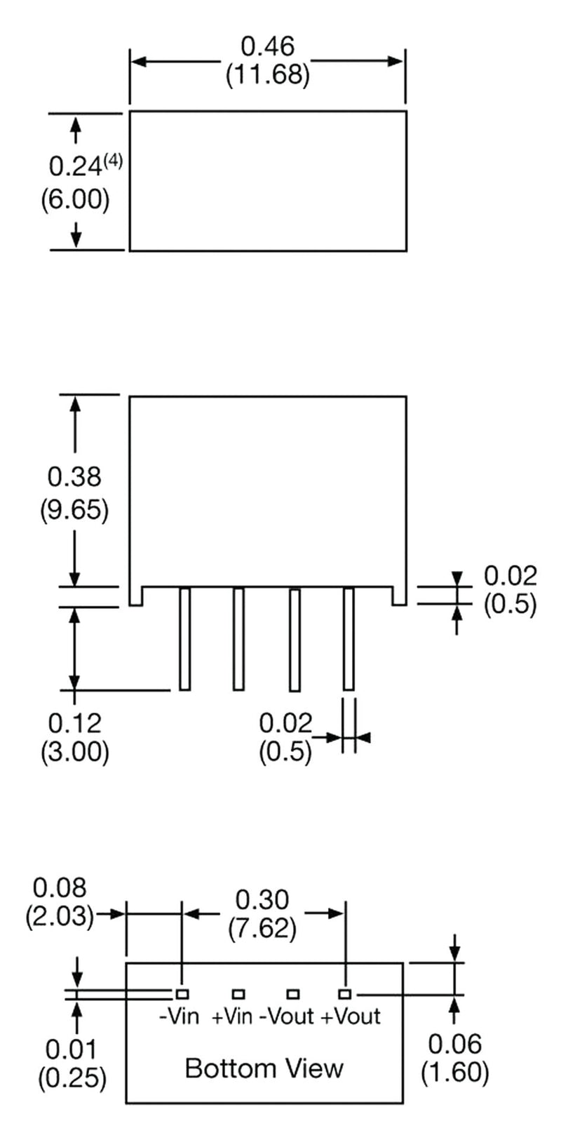 XP Power IE0324S-H IE0324S-H Isolated Through Hole DC/DC Converter 3kV Isolation ITE 1:1 1 W Output 24 V 42 mA