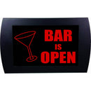 American Recorder BAR IS OPEN Indicator Sign with LEDs (Martini Glass, Red)