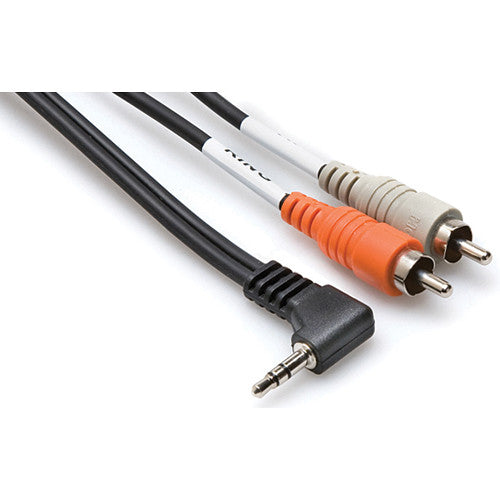 Hosa Technology Stereo Mini Angled Male to 2 RCA Male Y-Cable - 3'