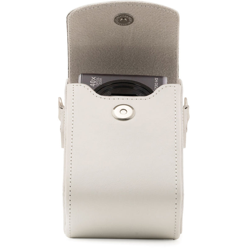 MegaGear Leather Camera Case for Panasonic Lumix DC-ZS70, DMC-LX10, DMC-ZS60, or DMC-ZS100 (White)