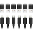 Sabrent USB 2.0 Type-C Male to Type-A Male Sync and Charge Cable (6', Black, 6-Pack)