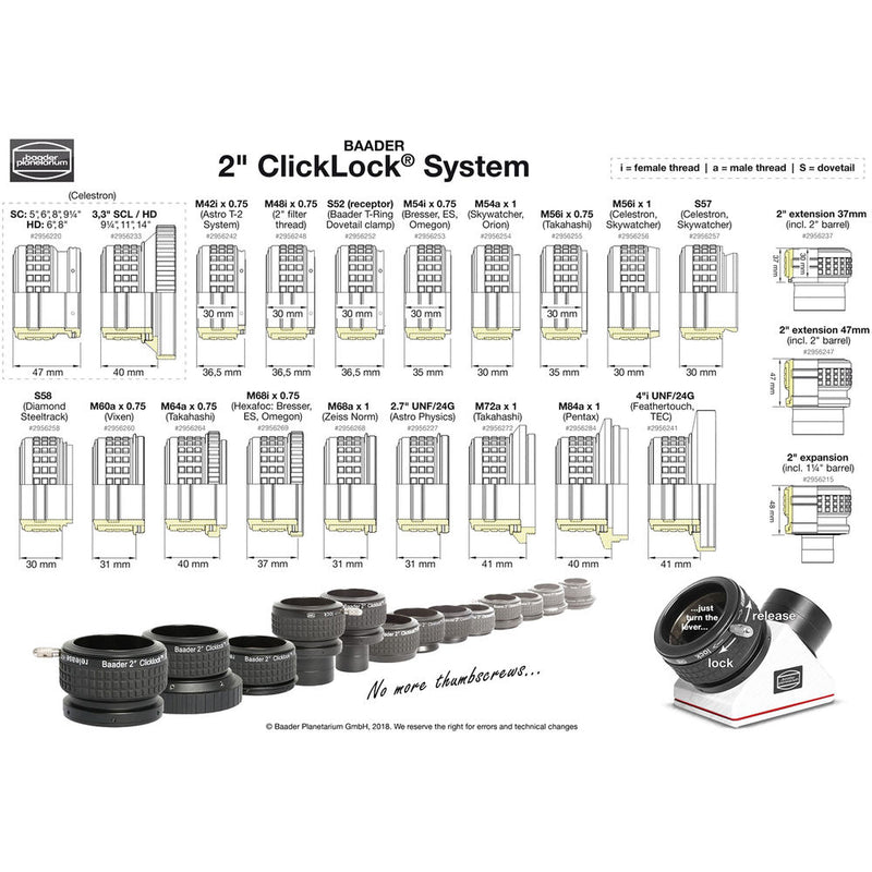 Alpine Astronomical Baader 2" ClickLock Eyepiece Clamp for Diamond Steeltrack Focusers