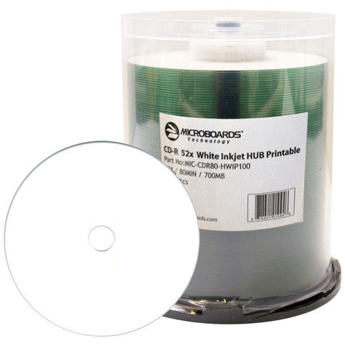 Microboards 52x CD-R White Inkjet Hub-Printable Discs (100-Pack Spindle)