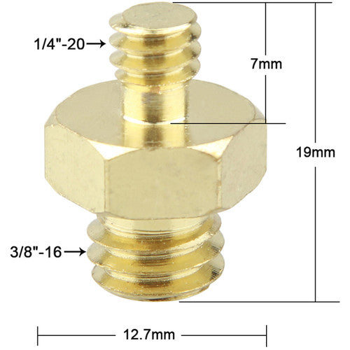 CAMVATE Double Male Thread Adapter with Hex Nut (1/4"-20 to 3/8"-16)