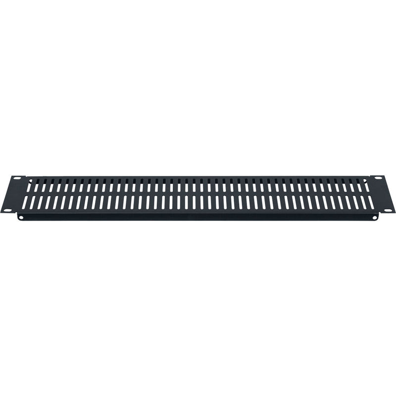 Lowell Manufacturing Slotted Rack Panel (1 RU, Brushed Black Anodized Aluminum)