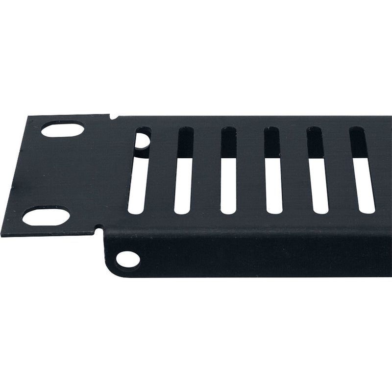 Lowell Manufacturing Slotted Rack Panel (1 RU, Brushed Black Anodized Aluminum)