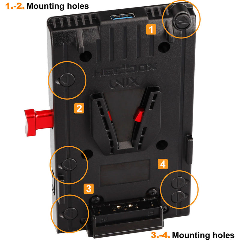 Hedbox UNIX-0B V-Mount Adapter Power Plate with 2-Pin LEMO Cable