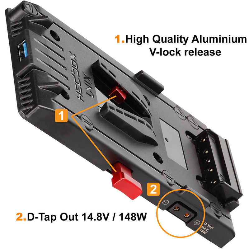 Hedbox UNIX-0B V-Mount Adapter Power Plate with 2-Pin LEMO Cable