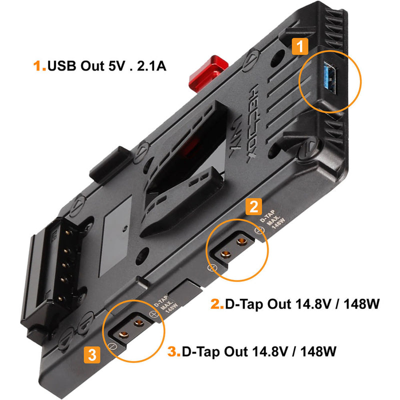 Hedbox UNIX-0BL V-Mount Adapter Power Plate with 2-Pin LEMO 0B Right-Angle Cable