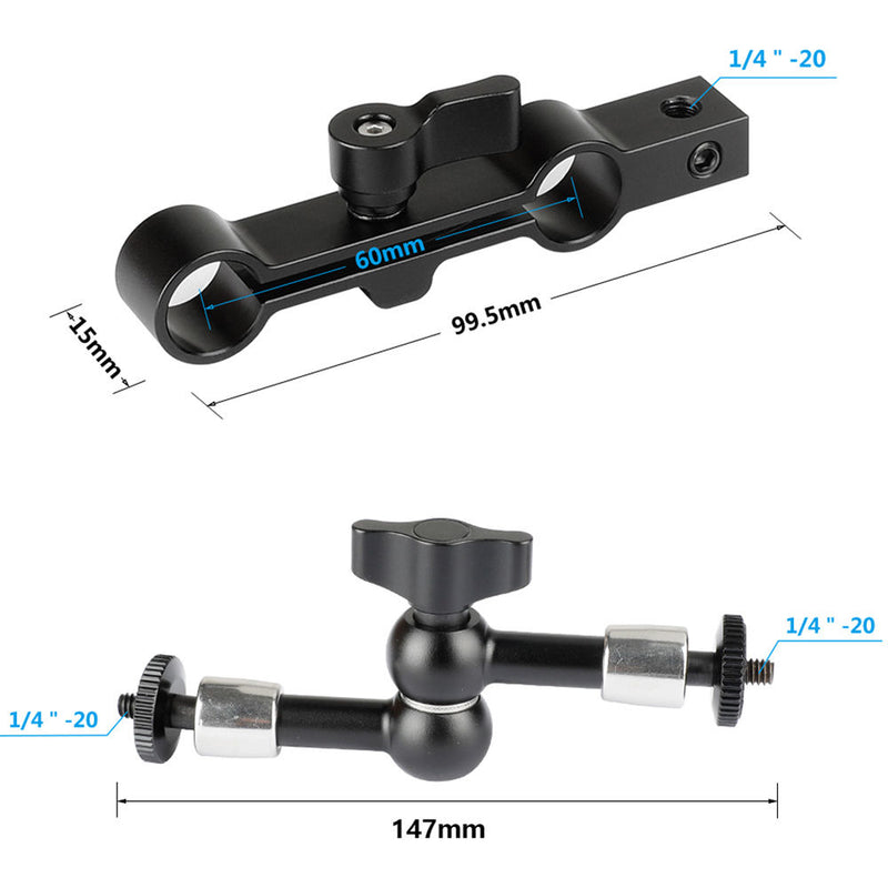 CAMVATE 7" Articulating Arm with 15mm Dual Rod Clamp