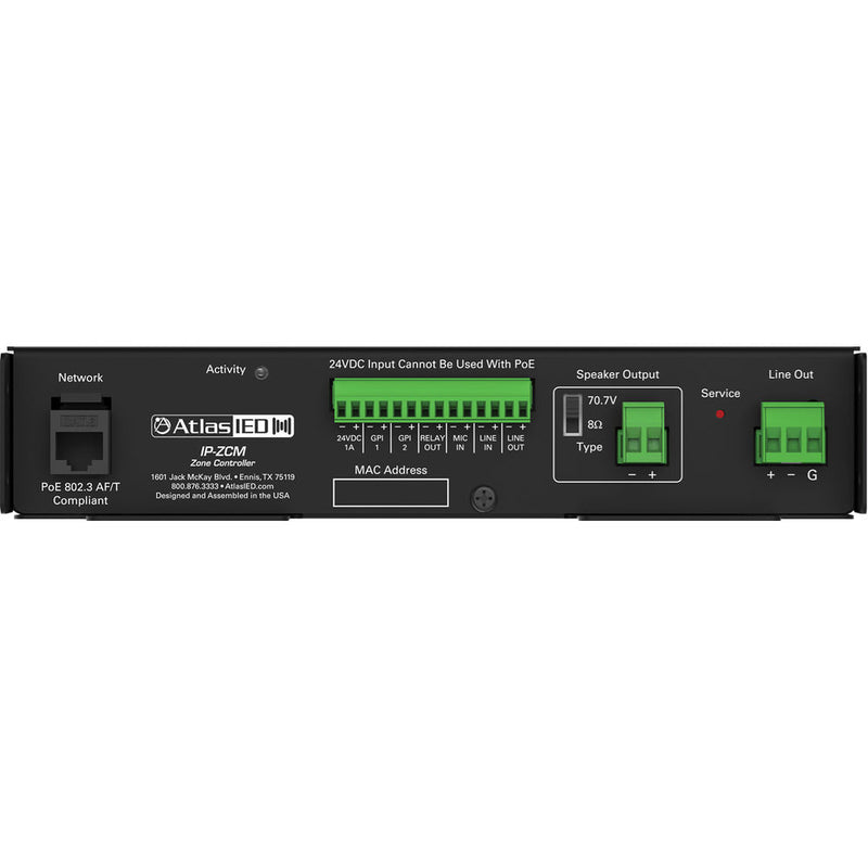 AtlasIED IP-ZCM2RMK Dual PoE+ IP Addressable IP-to-Analog Gateway with Integrated Amplifier and Rackmount Kit (1 RU)