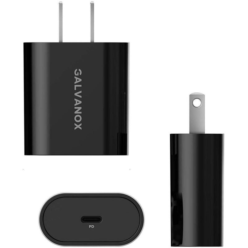 Galvanox 18W USB Type-C PD/QC Wall Charger with Lightning Cable (Black)