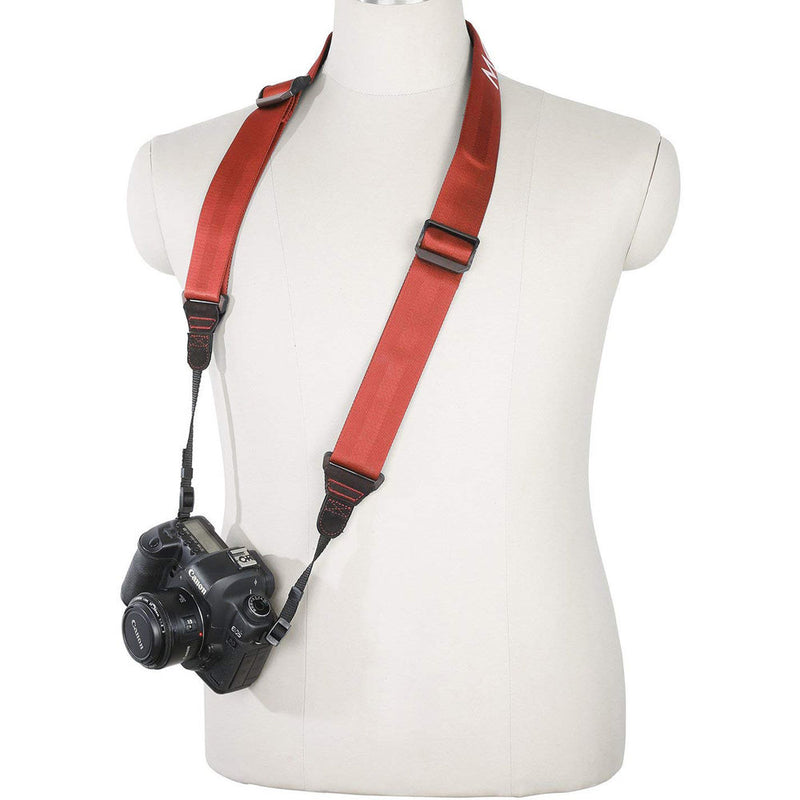 Movo Photo Ultrasoft Nylon-Webbed Shoulder/Sling Camera Strap with Anti-Fatigue Gel Neck Pad (Coral)