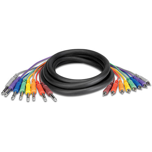 Hosa Technology CPR802 Eight Channel Male RCA to Male 1/4" Phone Snake Cable - 6.6' (2 m)