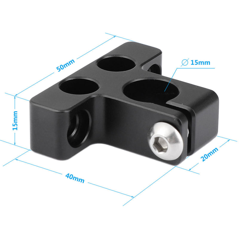 CAMVATE 15mm Single-Rod Clamp with 1/4" Holes