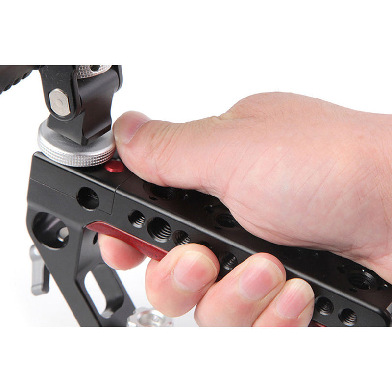 LanParte Record/Stop LANC Top Handle with 3/8"-16 Screw & ARRI-Compatible Anti-Twist Pins