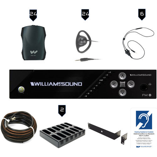 Williams Sound FM Plus Large-Area Dual FM/Wi-Fi Assist Listen Syst:24 FM R37N R/Dante In/Coax Cable