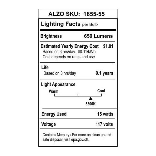 ALZO Joyous Light Full Spectrum CFL Light Bulb (15W, 120V, 4-Pack)