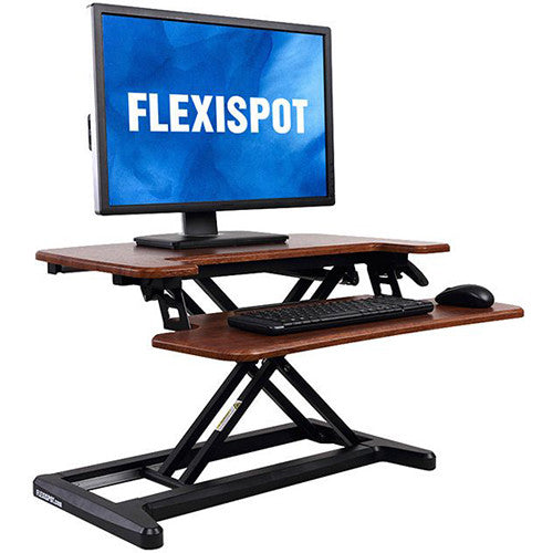 FlexiSpot 28.4" Alcove Sit-Stand Desk Riser with Keyboard Tray (Mahogany)