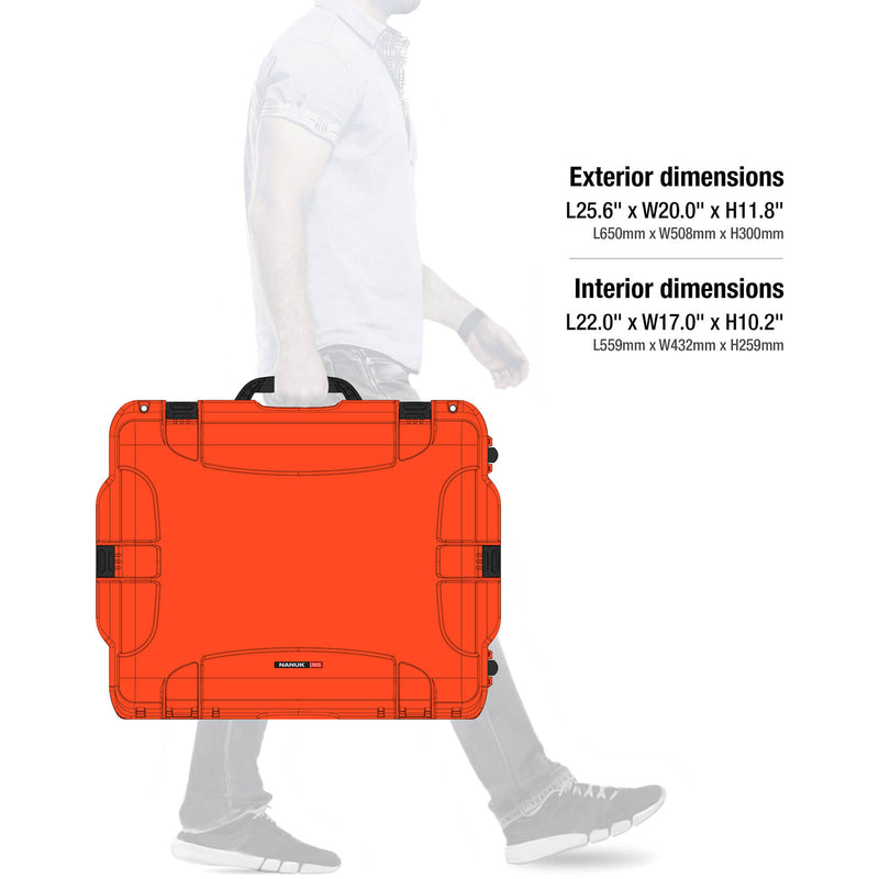 Nanuk 955 Wheeled Hard Case with Dividers (Orange, 62.5L)