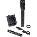 Nightstick Metal Dual-Light Rechargeable Flashlight with AC/DC Adapters and Charging Dock (Black)