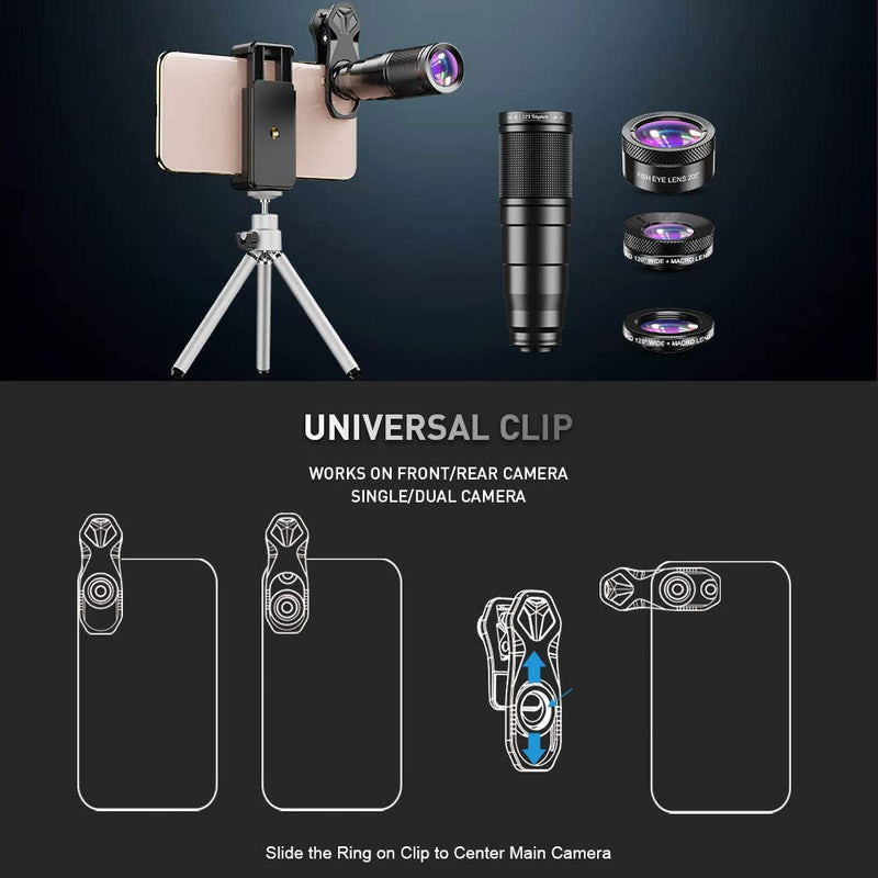 Apexel 4-in-1 Smartphone Lens with Tripod