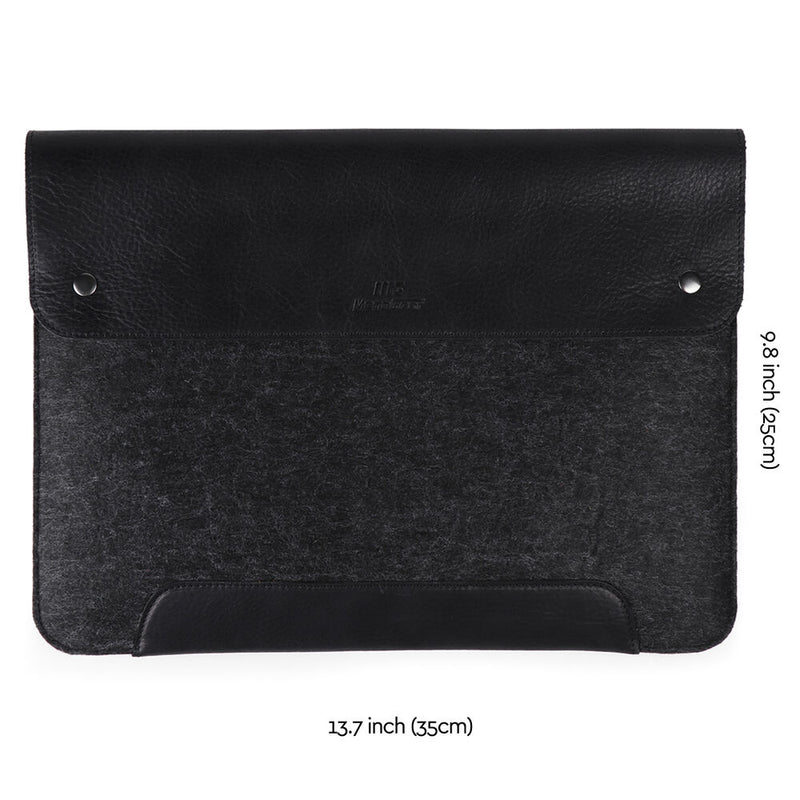 MegaGear Genuine Leather and Fleece Sleeve for 13.3" MacBook (Black)