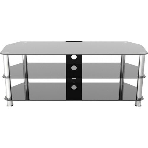 AVF Group 49" Classic Corner Glass TV Stand with Cable Management (Chrome with Black Glass)