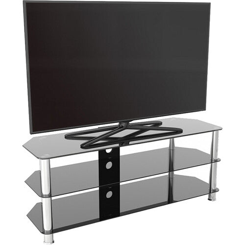 AVF Group 49" Classic Corner Glass TV Stand with Cable Management (Chrome with Black Glass)