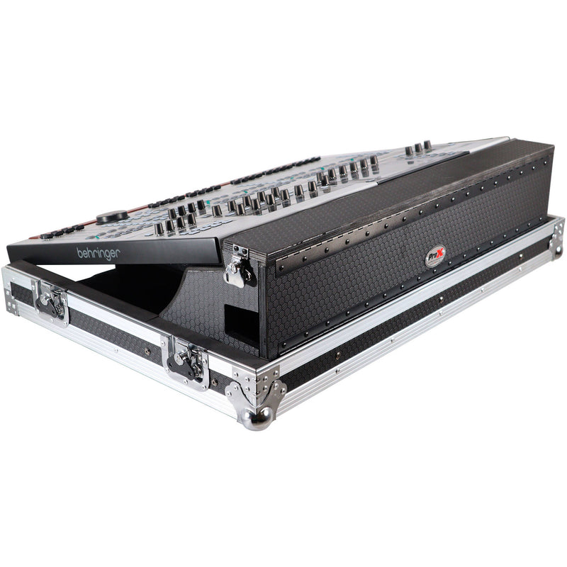 ProX Flight Case with Doghouse and Wheels for Behringer WING Live Mixing Console (Silver on Black)