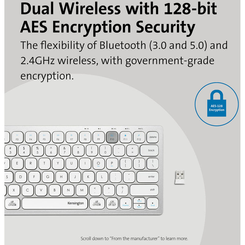 Kensington Multi-Device Dual Wireless Compact Keyboard (Silver)