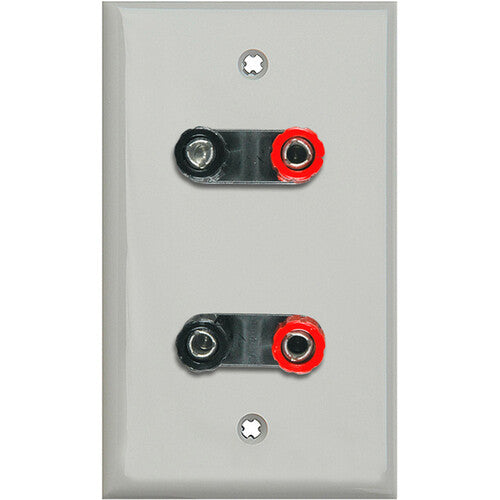 My Custom Shop WPLG-1164 1-Gang Lexan Wall Plate with 2 Dual Binding Post Connectors (Gray)