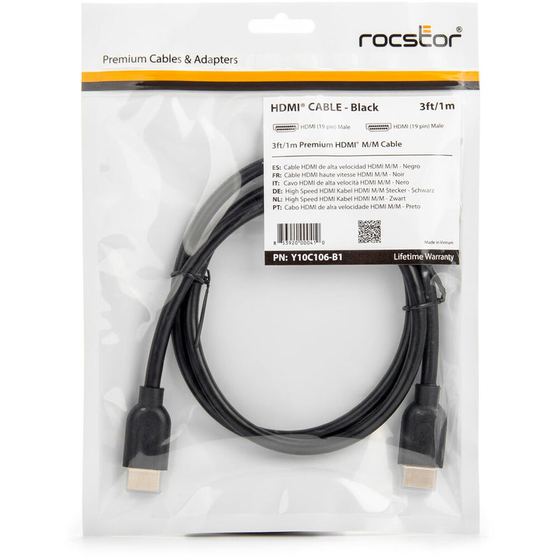 Rocstor High-Speed HDMI Cable with Ethernet (3')