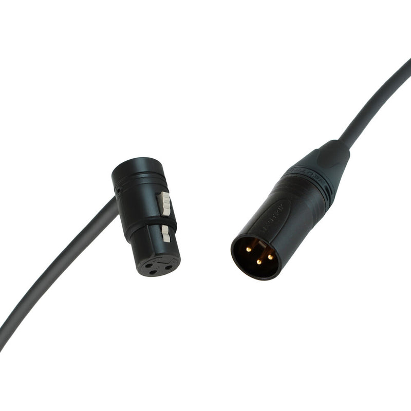 Cable Techniques Low-Profile Right-Angle XLR Female to Straight XLR Male Stage & Studio Mic Cable (Black Ring/Cap, 10')