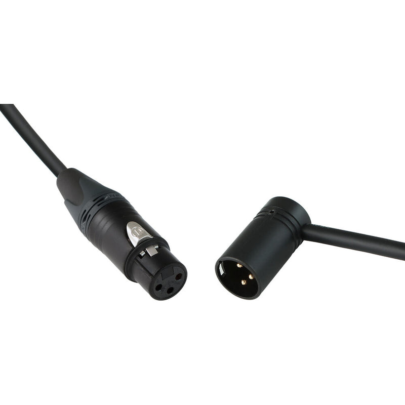 Cable Techniques Straight XLR Female to Low-Profile Right-Angle XLR Male Stage & Studio Mic Cable (Black Ring/Cap, 10')