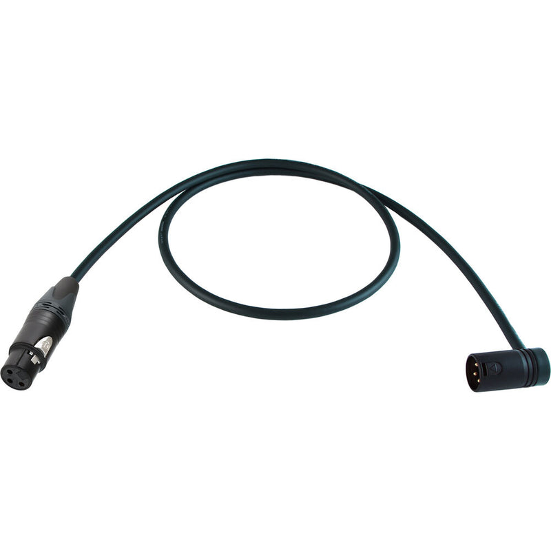 Cable Techniques Straight XLR Female to Low-Profile Right-Angle XLR Male Stage & Studio Mic Cable (Black Ring/Cap, 3')