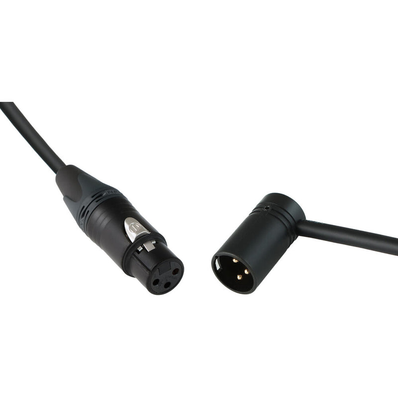 Cable Techniques Straight XLR Female to Low-Profile Right-Angle XLR Male Stage & Studio Mic Cable (Black Ring/Cap, 3')