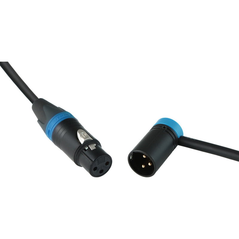 Cable Techniques Straight XLR Female to Low-Profile Right-Angle XLR Male Stage & Studio Mic Cable (Blue Ring/Cap, 6')