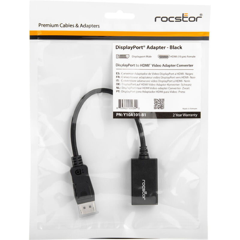 Rocstor DisplayPort Male to HDMI Female Adapter (Black)