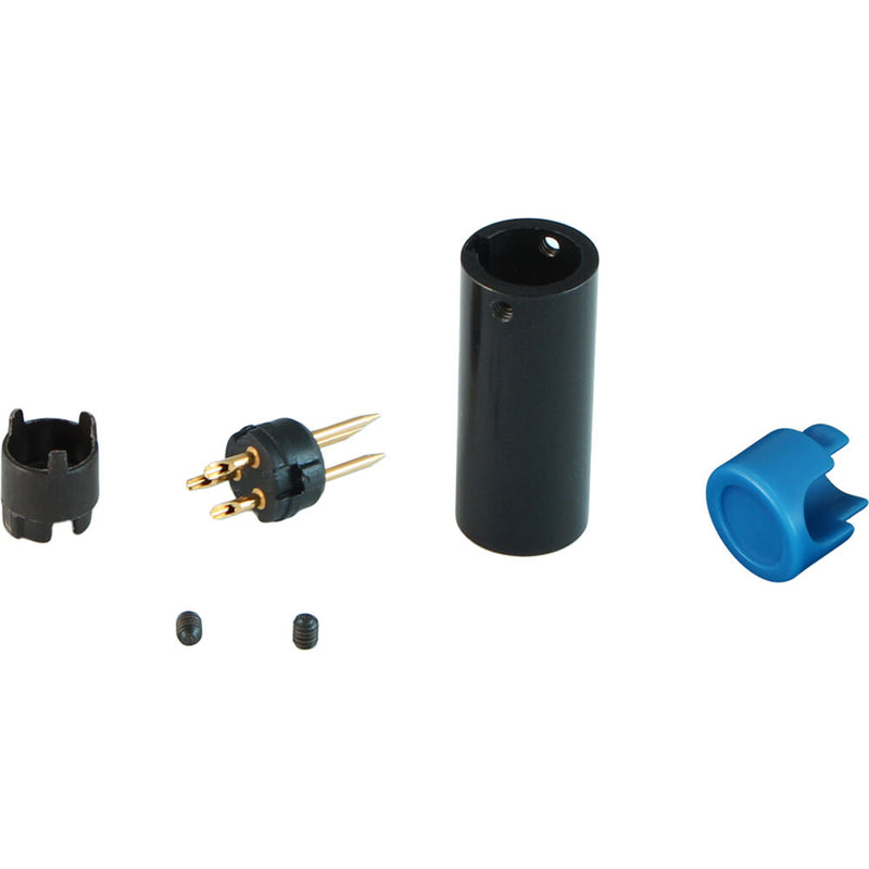 Cable Techniques Low-Profile Right-Angle Mini-XLR 3-Pin Male Connector with Adjustable Exit (Large Outlet, Blue Cap)