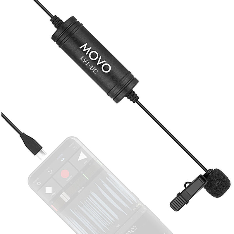 Movo Photo LV1-UC Digital Omnidirectional Lavalier Microphone with USB Type-C Connector for Smartphones