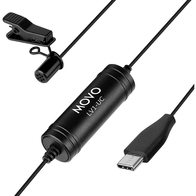 Movo Photo LV1-UC Digital Omnidirectional Lavalier Microphone with USB Type-C Connector for Smartphones