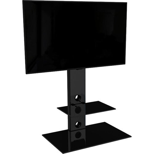 AVF Group Lesina Flat Pedestal TV Stand (Black with Black Glass)