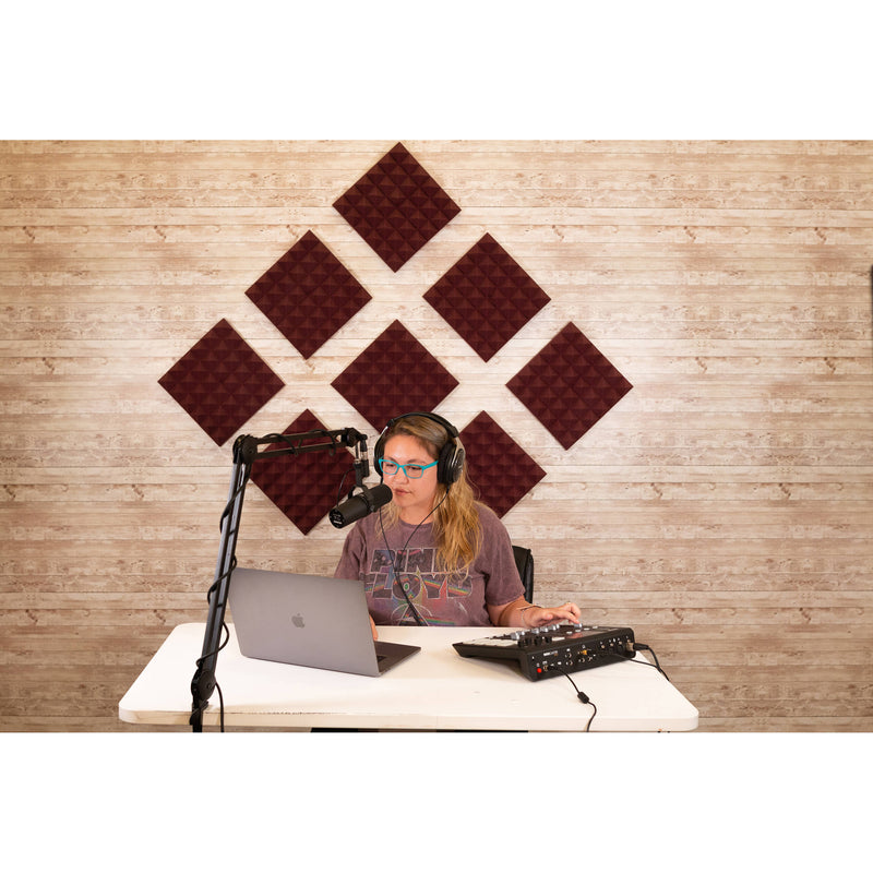 Gator 12x12" Acoustic Pyramid Panel (Burgundy, 8-Pack)