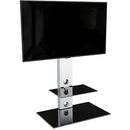 AVF Group Lesina Flat Pedestal TV Stand (Silver with Black Glass)