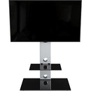 AVF Group Lesina Flat Pedestal TV Stand (Silver with Black Glass)