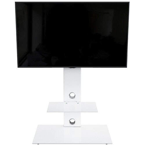 AVF Group Lesina Flat Pedestal TV Stand (Satin White with White Glass)