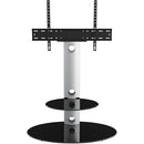 AVF Group Lugano Oval Pedestal TV Stand (Silver with Black Glass)