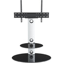 AVF Group Lugano Oval Pedestal TV Stand (Satin White with Black Glass)